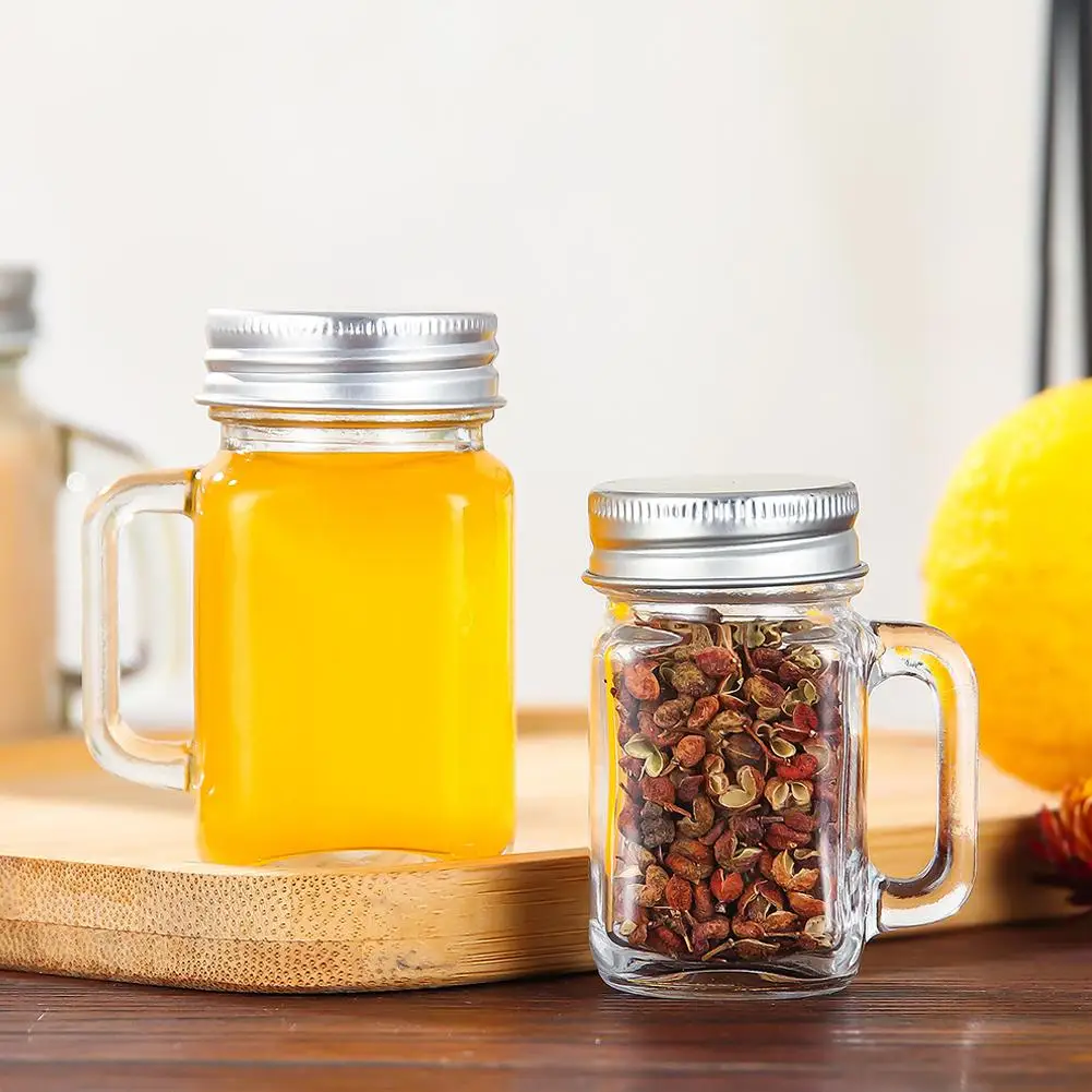 Frasco pequeño sellado de 40ml/60ml/120ml con tapa, taza con mango portátil, botella de vidrio, botella de agua de vidrio a prueba de fugas para café con leche Gla X9j0