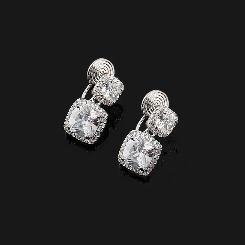 New Women\'s Earless Mosquito Coil Ear Clip Style Square Zircon Earnail Geometric Jewelry Gift