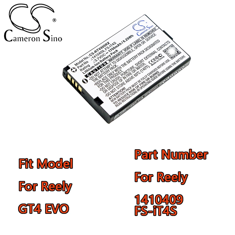 Cameron Sino 1700mAh 3.7V Remote Controller Battery For Reely GT4 EVO Part Number 1410409 FS-iT4S