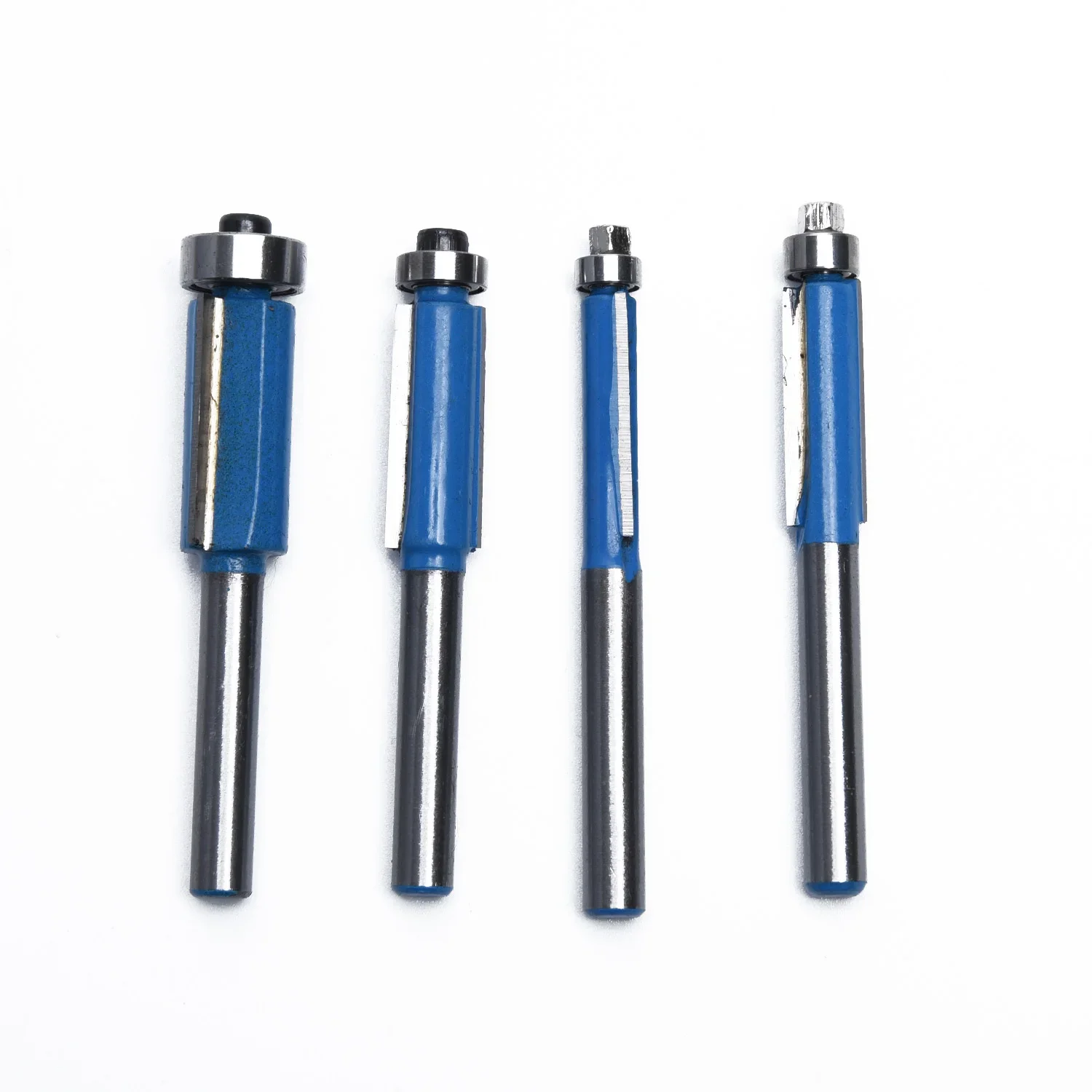 Professional Kit Dual Flush Trim Router Bit Flute Bearing Cutter Bit Tool Blue+Silver Home 4pcs Wood Edge Sale