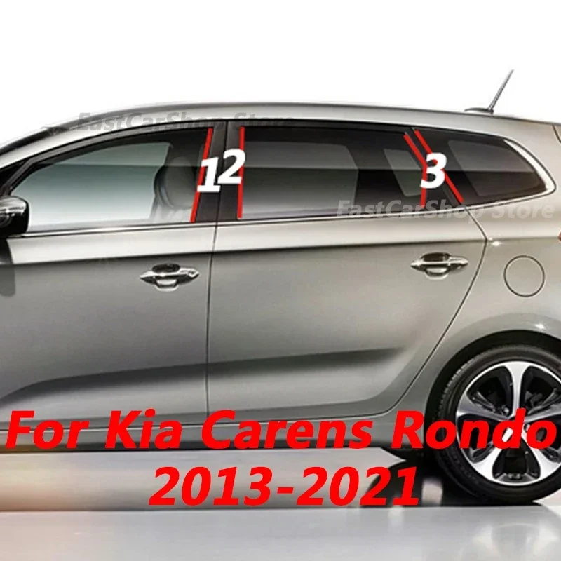 

For Kia Carens Rondo 2013-2021 Car Door Central Window Middle Column Strip Glossy Black PC B C Pillar Accessories Cover
