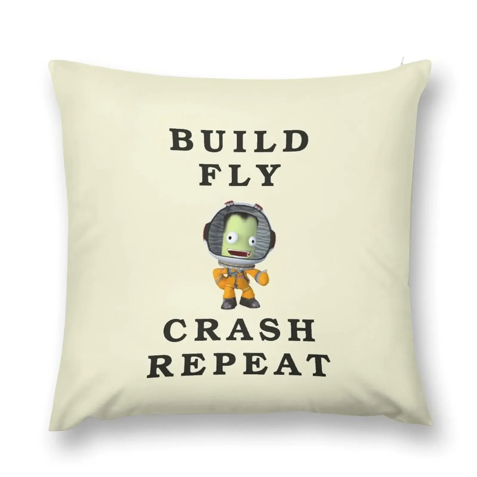 build fly crash repeat , Kerbal space program , Kerbals , kids cartoon Throw Pillow Decorative Pillow Covers For Sofa pillow