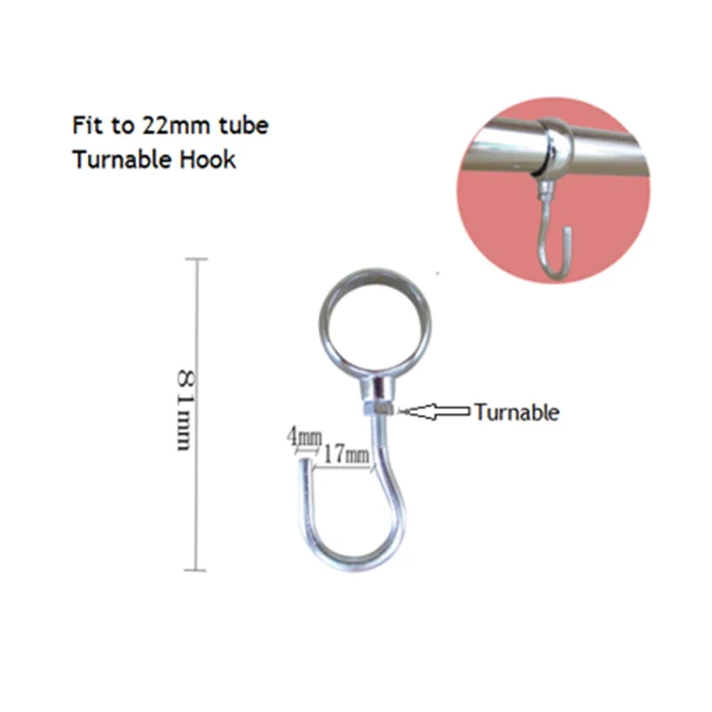 2Pc Silver Kitchen Stainless Steel Hanging Tube Pipe Rod Hook for Wardrobe Bathroom 22/25/32mm Movable Towel Clothes Hook Hanger