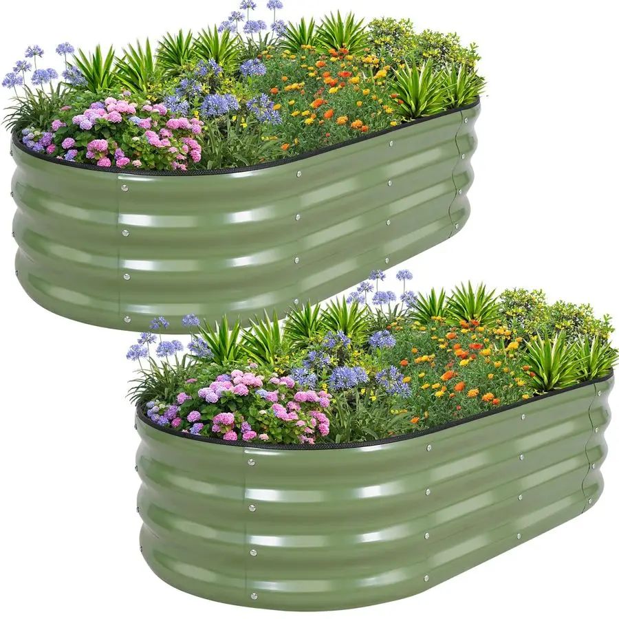 

Оцинкованная приподнятая грядка-клумба для сада, уличные грядки для огородов, металлический комплект для выращивания овощей 4x2x1 фут.