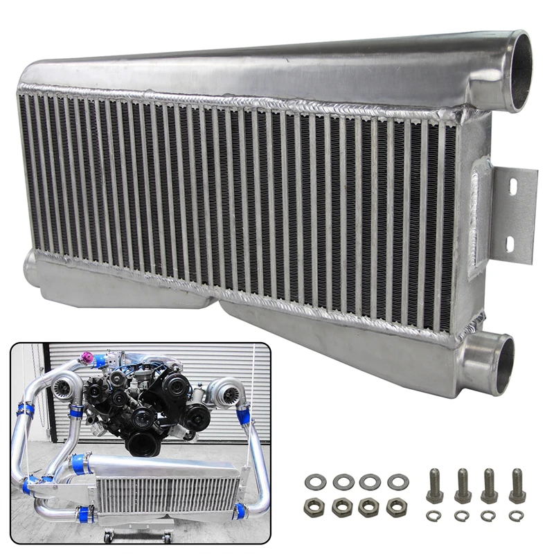 

Universal Twin Turbo Intercooler 24"x9"x3.5" 610x230x89mm Bar & Plate Custom (2 In/1 Out) Black/Silver