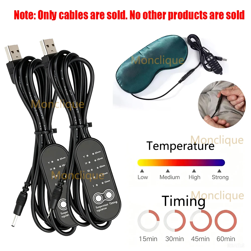 1/4PCS Only Heating Cables Sold Timing Control Switch Line for Heating Eye Mask Shawl Heating Strip Hot Compress Eye Care Tools