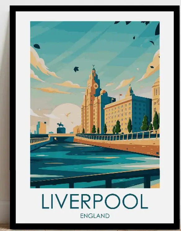 Liverpool England Travel Print ,Art Canvas Poster For Living Room Decoration, Home Wall Picture