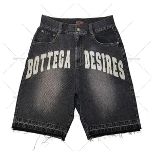 High -waist -waisted american -waist -washed jeans, retro harajuku, large fashion brand jeans, Y2K Goth Punk Shorts 8 Main Sales Men's Bermuda Jeans - №4