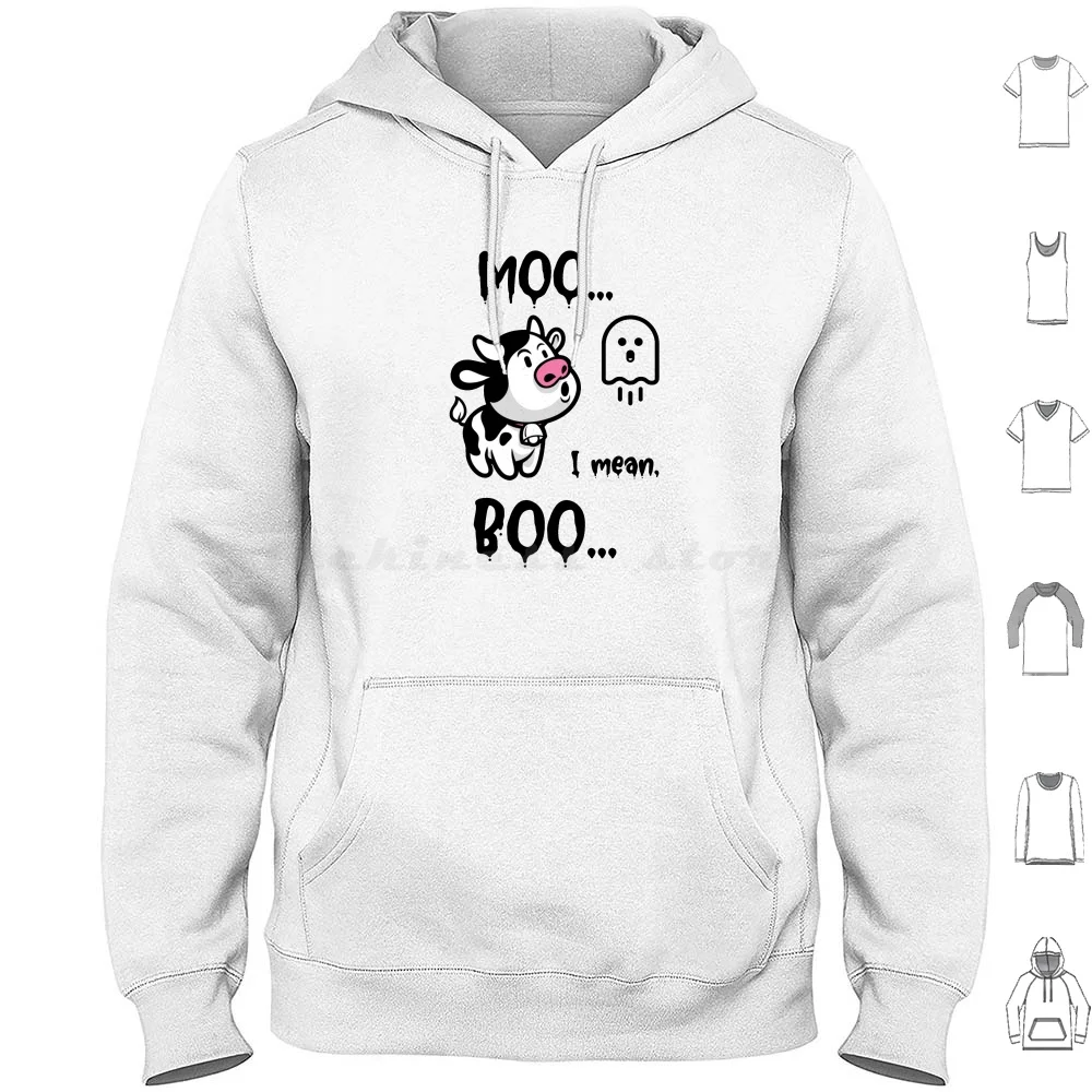 

Moo I Mean Boo Hoodie Cotton Long Sleeve Moo I Mean Boo Halloween Funny Fun Boo Ghost Cow Farm Animal Animal Moo Ghost