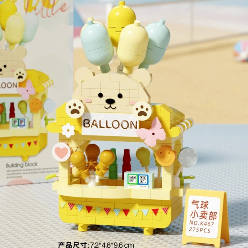 Fai da te auto cibo hot dog carrello camion negozio di gelati fiore hamburger street view kit di blocchi di costruzione mattoni modello giocattolo per bambini bambini