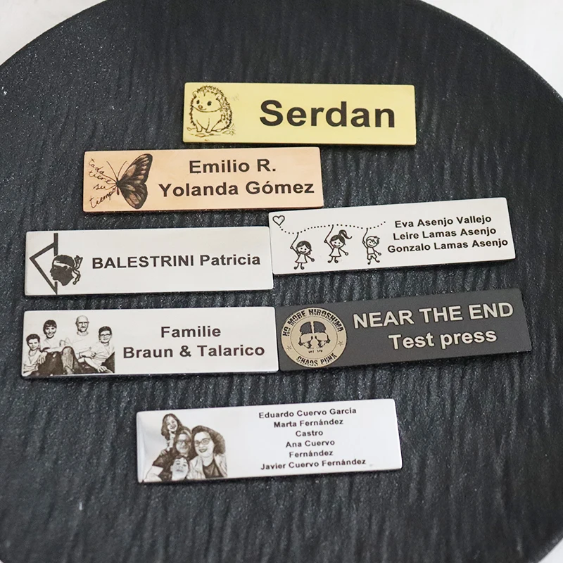 

Custom Engrave Photo Text Adhesive Rectangular Plate Mailbox ID Door Tag Plate 70*20mm Stainless Steel Logo Nameplate Brooch