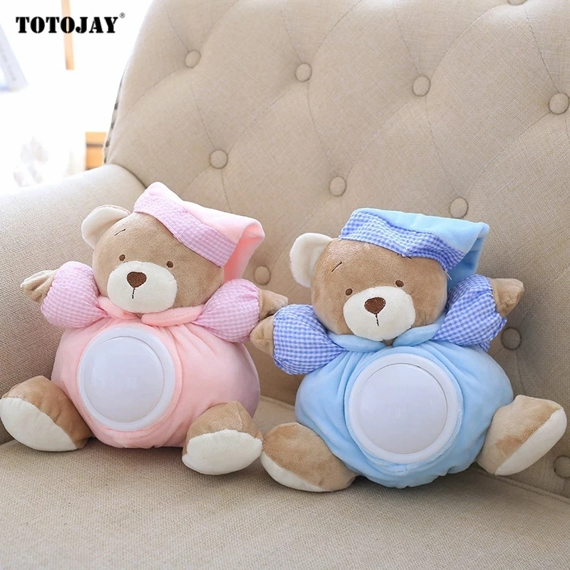 Lovely Teddy Bear Musical Light Plush Dolls Pat Lamp Sleeping Comfort LED Night Light Appease Bear Toys for Children Baby Gifts