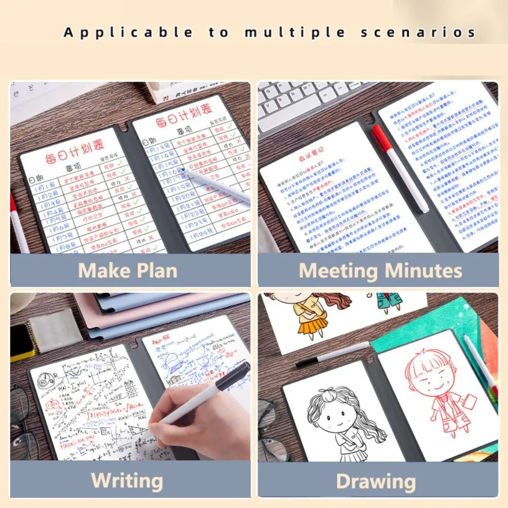 ポータブルレザーホワイトボードノートブック、ウィークリープランナー、メモ帳、ホワイトボードペン付きライティングボード、追跡布、a4、a5、ポータブル