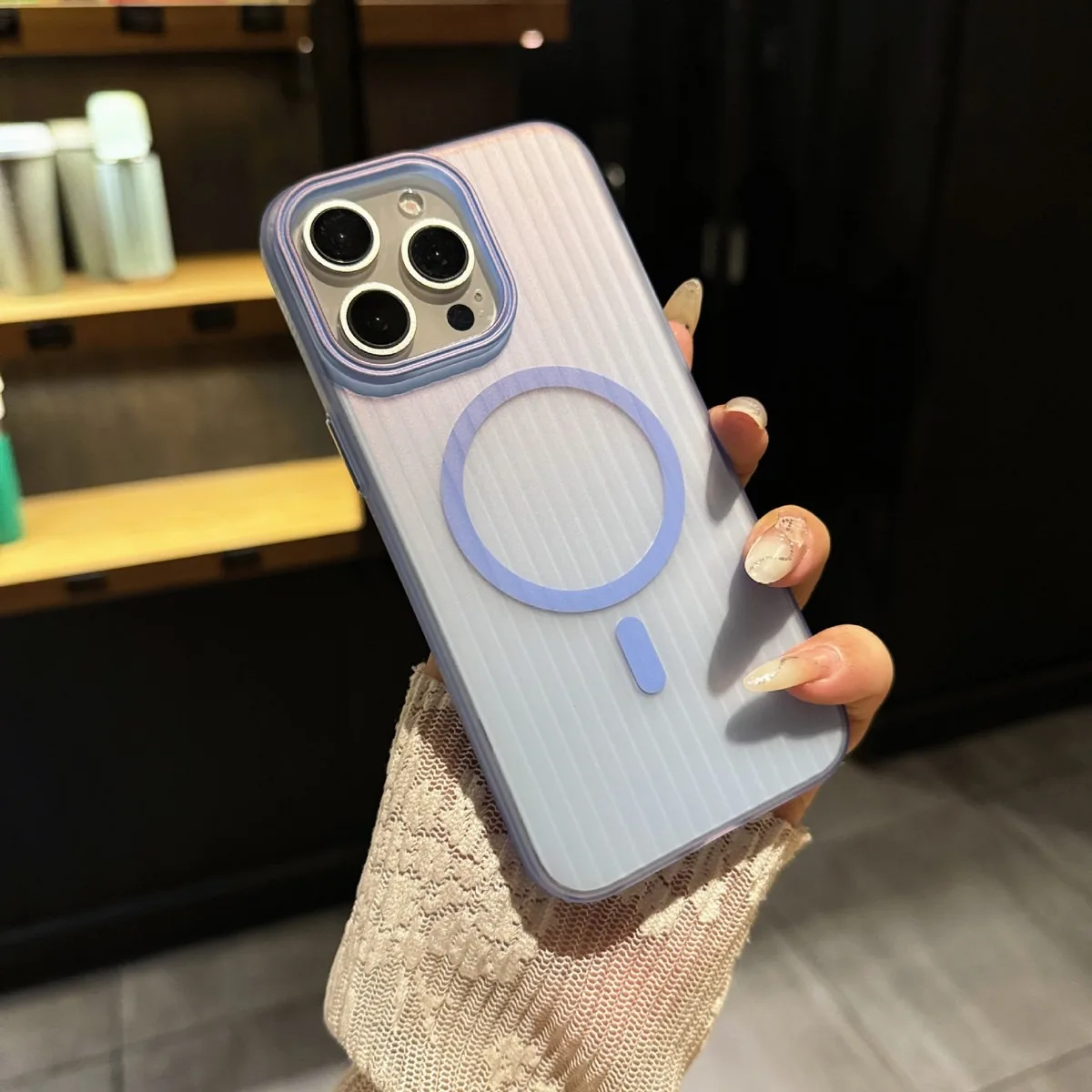 Fashion Magsafe Corrugated Phone Case For iPhone 11 12 13 14 15 16 Pro Max Magnetic Shockproof Transparent Silicone Bumper Cover