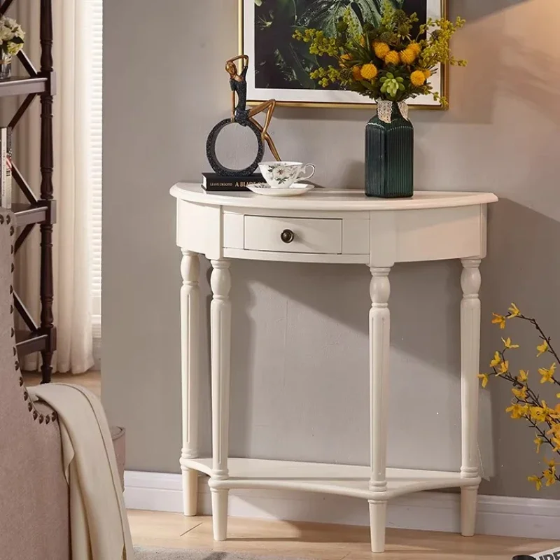 American Style Solid Wood Console Table Ultra Narrow Entryway Sofa Table Space Saving Sideboard Vintage Hallway Decor Shelf view 3