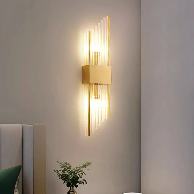 LED stainless steel glass wall sconce with creative bevelled opening, suitable for home decoration in hallway, study, bedroom.