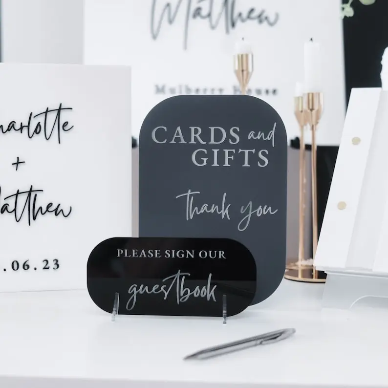 White Card Box for Wedding 3D Personalized CUSTOM Any Color Wedding Guestbook, Customized Cards and Gifts Sign for Wedding Decor