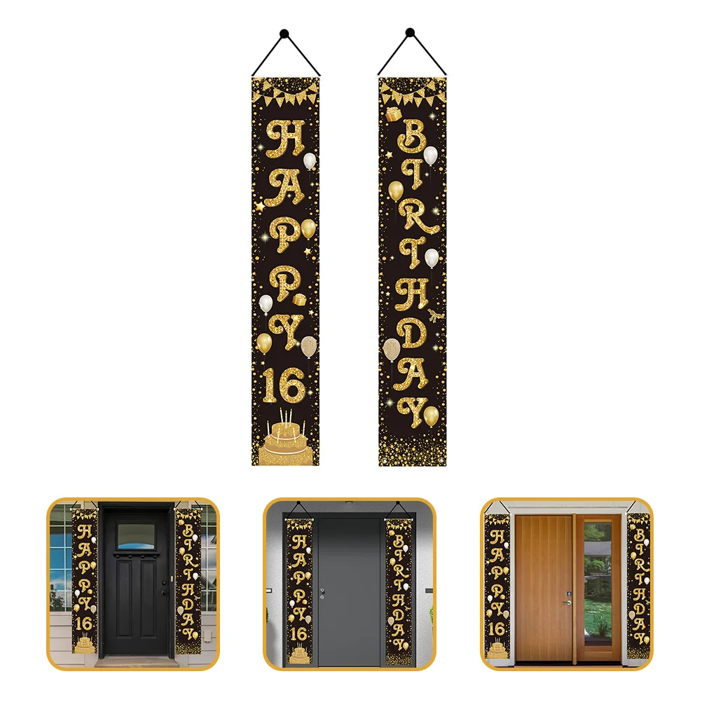 

1Pair Birthday Themed Couplets Hanging Banners for Party Decor Outdoor Indoor Use Easy Install Light Weight Festive Decoration