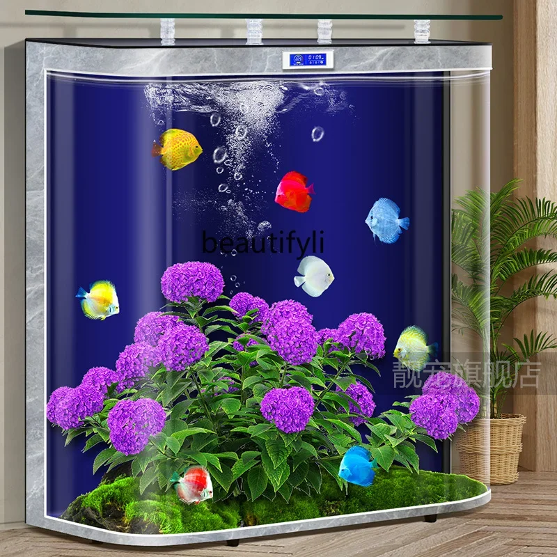 C45 Fish tank living room large floor-to-ceiling water-free ecological aquarium home glass tank landscaping