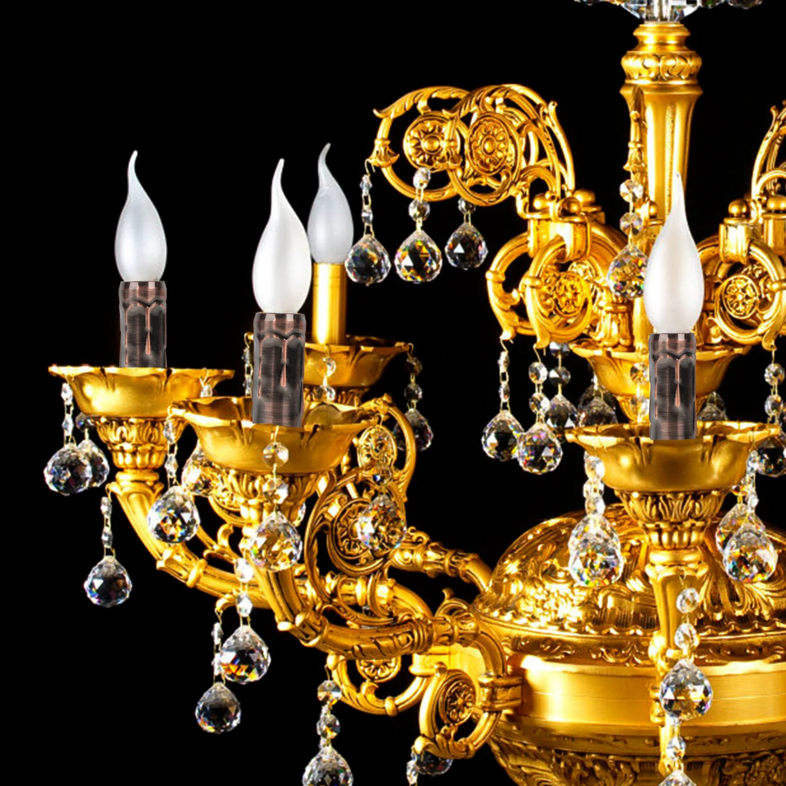 

6pcs Tear Pattern Iron Lamp Tube Chandelier Base Cover For Diy Lighting Decor Sleeve Led Light Bulb Cover