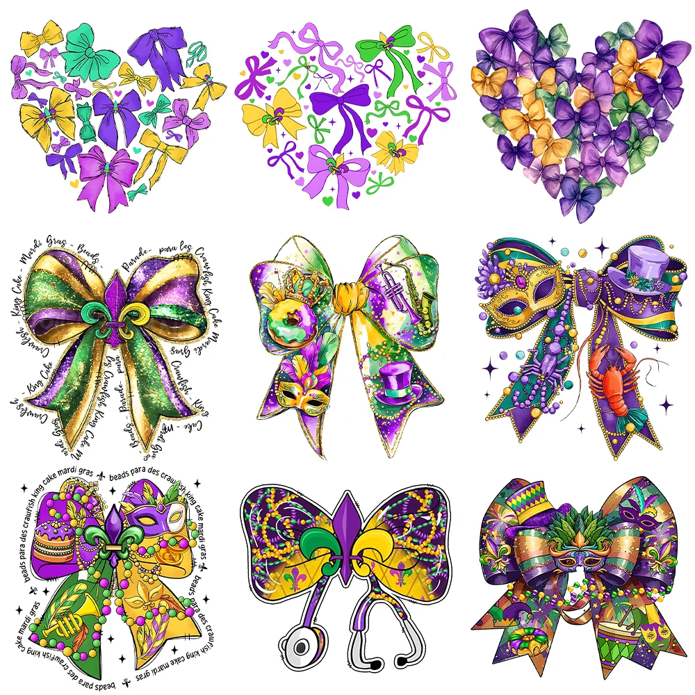 Mardi Gras Patches for Clothes Heat Transfer Patches DIY Apparel Sewing Supplies Sticker Gifts for Family Friend