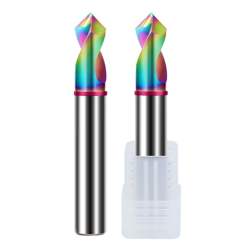 AZZKOR-broca de centrado de chaflán de revestimiento colorido de carburo de acero de tungsteno de 2 cuchillas HRC60 para centro de mecanizado CNC, broca de 60 °, 90 ° y 120 °