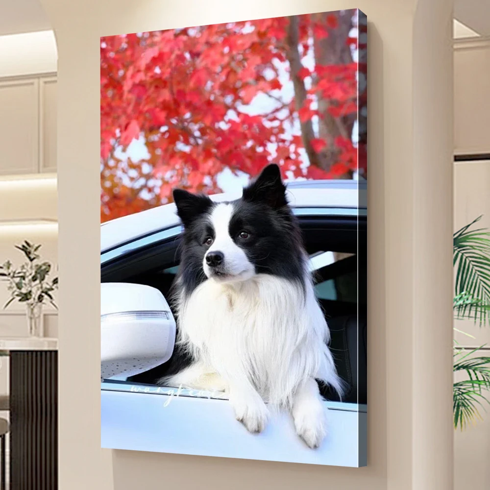 قطعة واحدة من صورة مخصصة كبيرة الحجم من القماش مع إطار صورة DIY أو ملصق بدون إطار للهدايا الإبداعية للعشاق والأصدقاء والحيوانات الأليفة #4