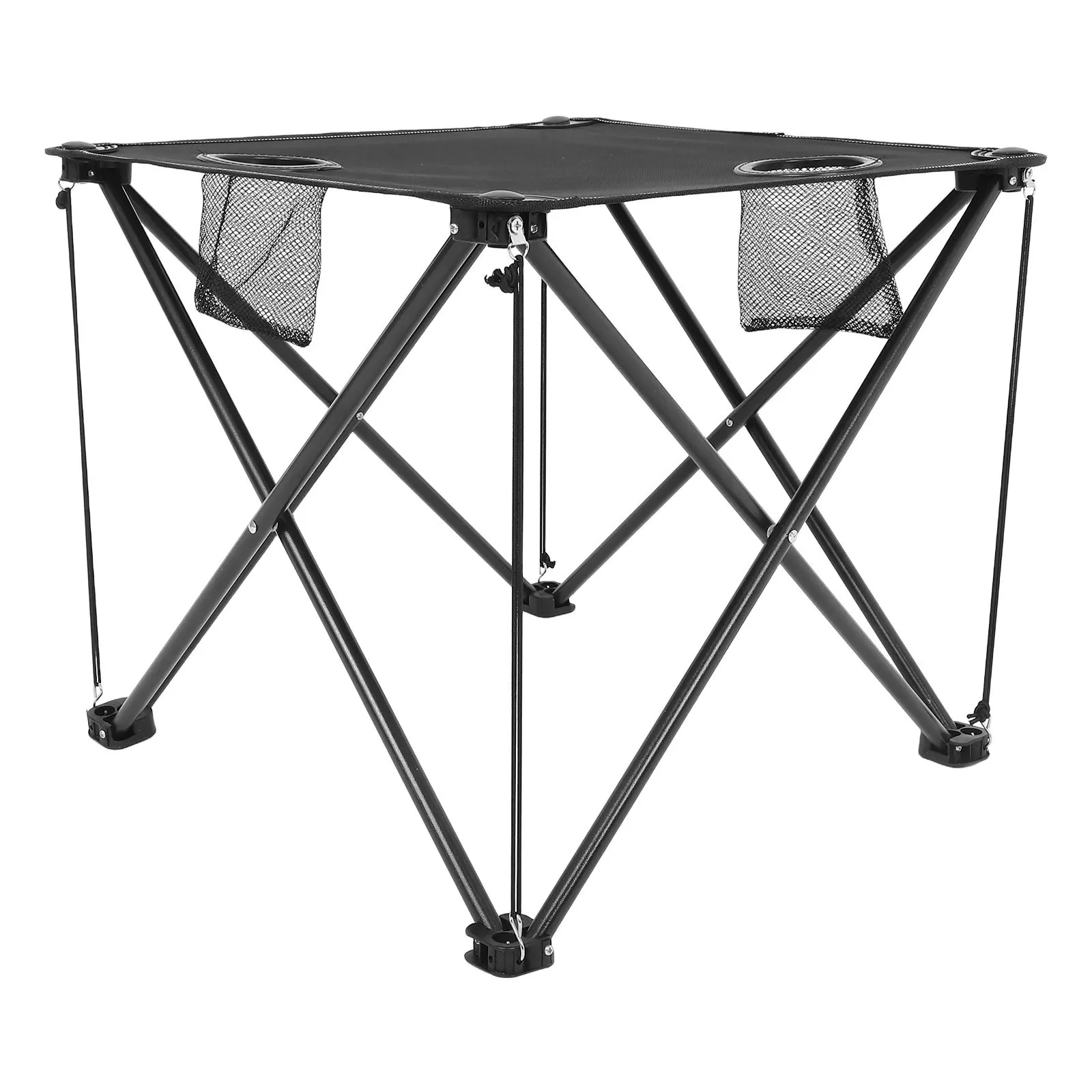 

Portable Outdoor Folding Table Sturdy Metal Frame Collapsible Picnic Camping Table with Cup Holders for Bbq Fishing