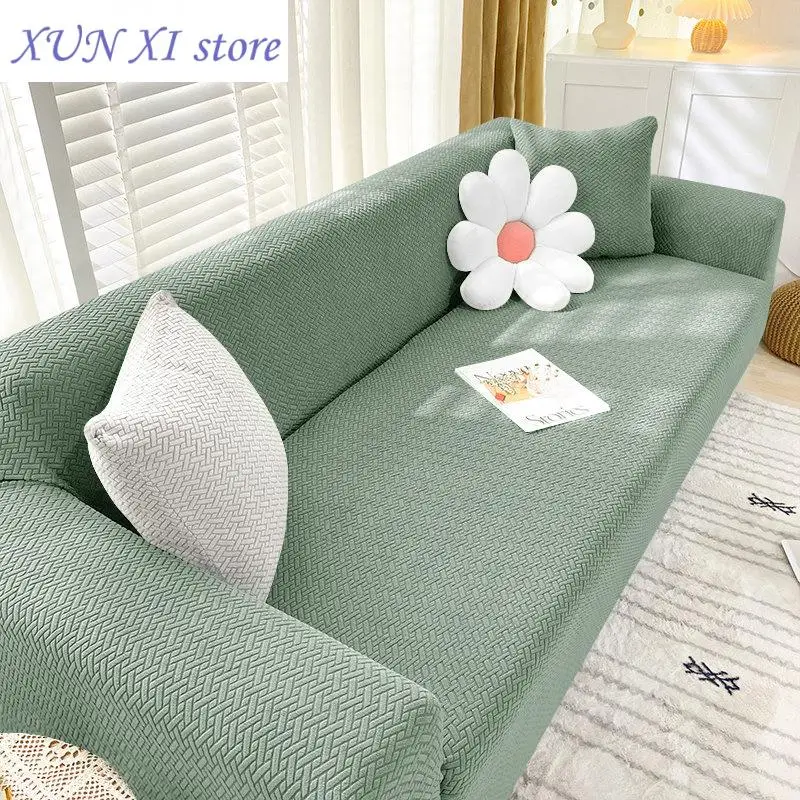 

New T-shaped Thick Sofa Cover Anti-dirty Slipcover Living Room Stretch Jacquard Armchair Cover 1/2/3/4 Seater Corner Couch Case