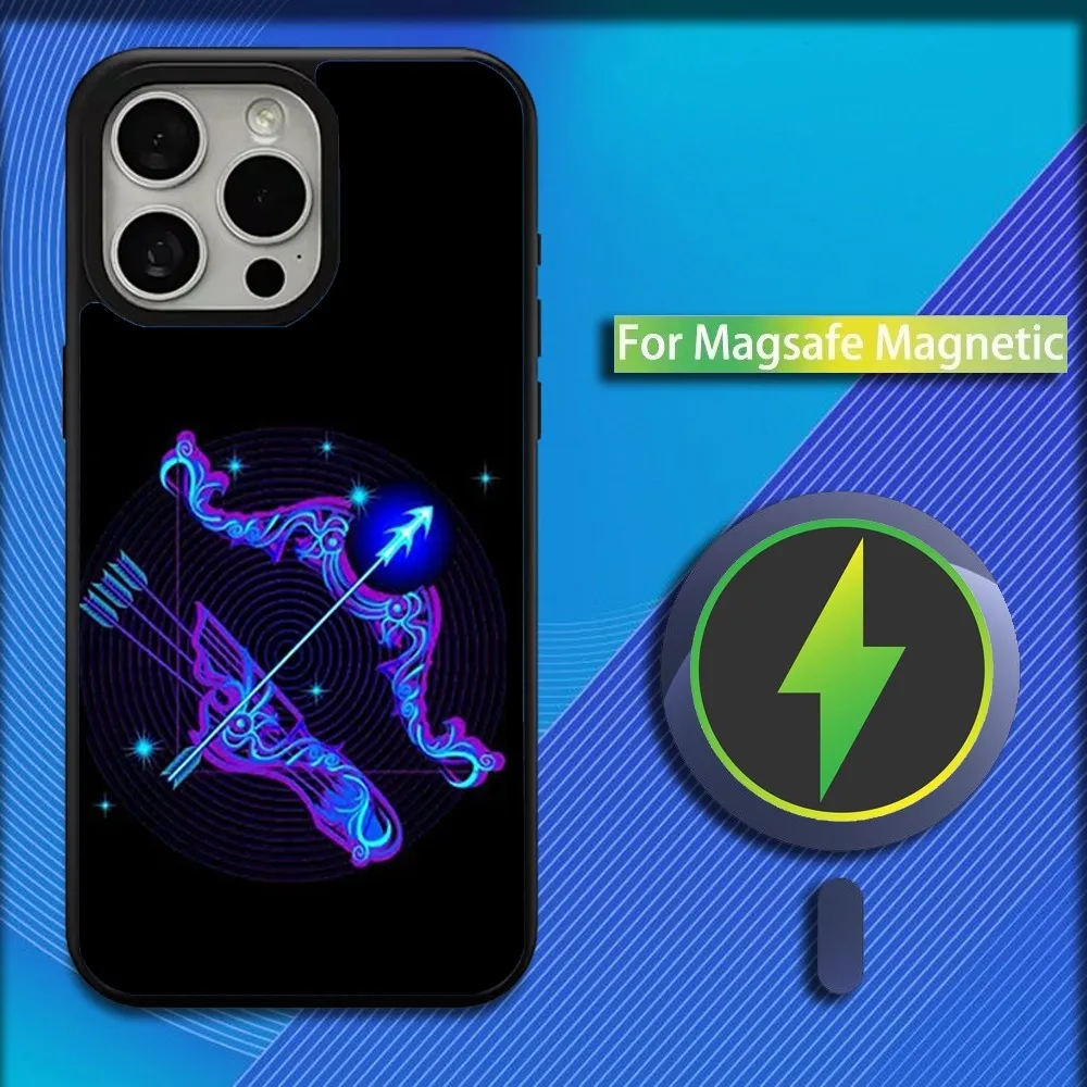 Zodiac Sign blue Phone Case For iPhone 16,15,14,13,12,11,Plus,Pro,Max,Mini Magsafe Magnetic Wireless Charging