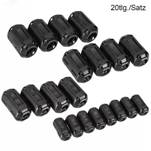 Imagen 2 del producto Kit de abrazadera de anillo de núcleo de ferrita, supresores de filtros de 20 piezas, abrazadera de Clip toroidal antiinterferencias para Cable de alimentación de Cable de 3,5 ~ 13mm