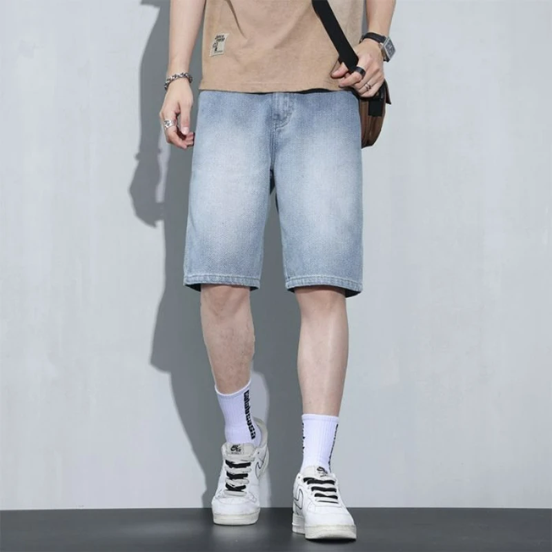 الرجال خمر نمط غسلها مستقيم الدنيم السراويل فضفاض صالح الدنيم السراويل الصيف الساخن العصرية الكورية عارضة بانت للرجال سراويل قصيرة