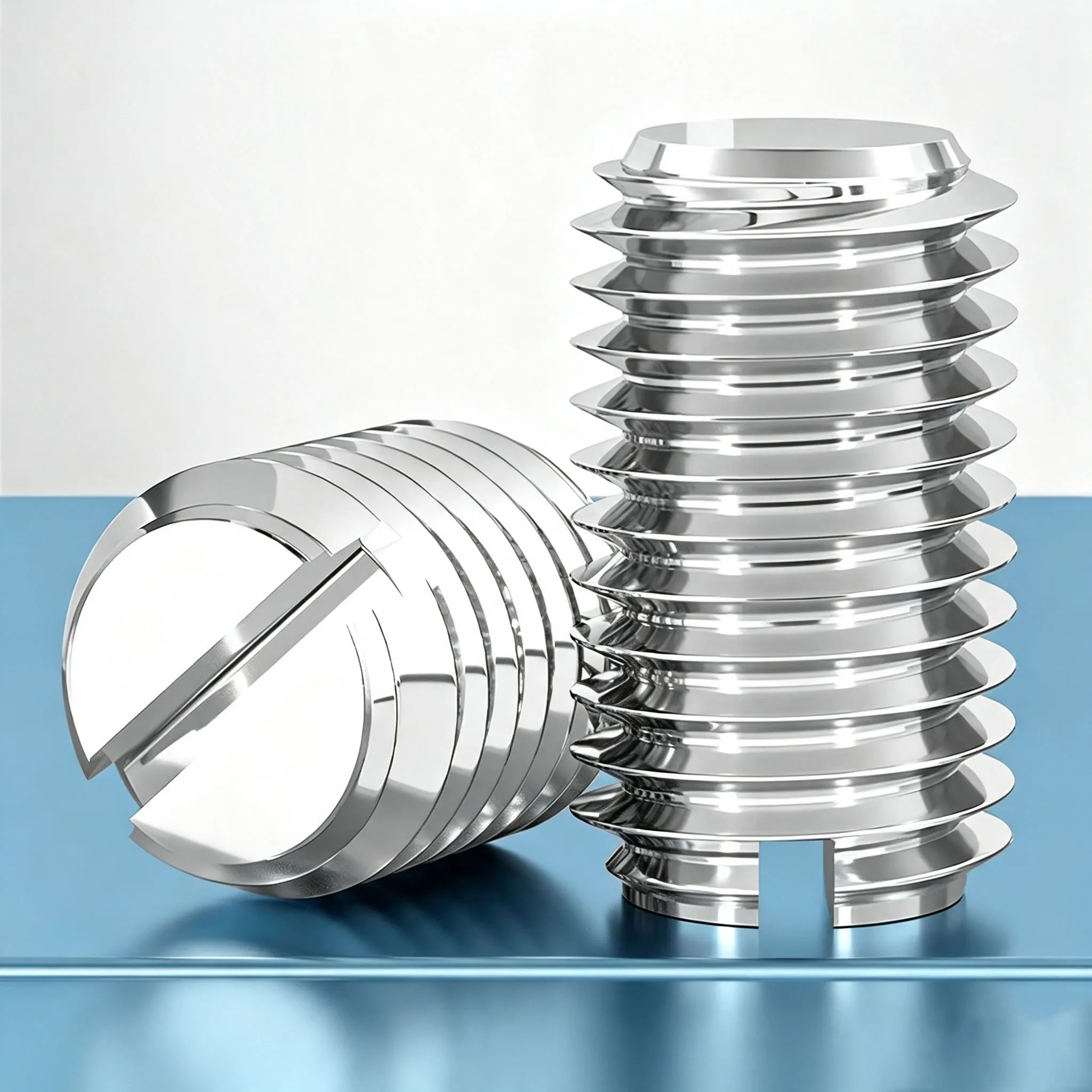 SUS304 Slotted Flat Point Set Screws M1.6-M8 Headless Grub Screws Metric Positioning Fasteners