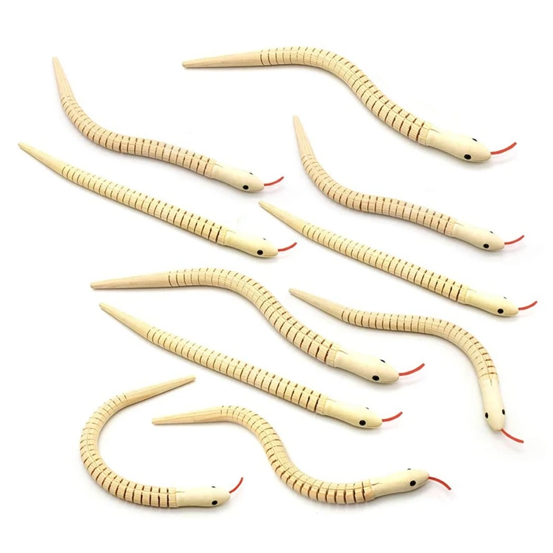 Cobras Wiggly de madeira inacabadas, cobra articulada, modelo animal flexível, artesanato brinquedos para artes, 12 em, 10 unid