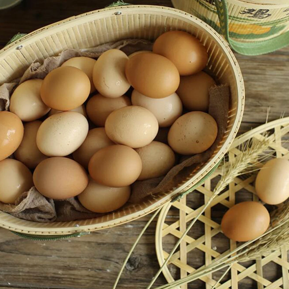 

Woven Bamboo Basket H made Storage Egg Baskets Decorative Easter Props Ideal for Fresh Eggs Bread Fruits Vegetables Picnic Small