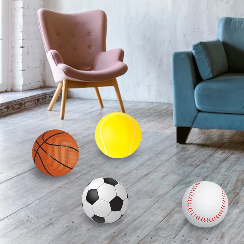 4Pcs Sponge Foam Ball Sports Toy Mini Soft Football Basketball Baseball Tennis Ball Suitable for Kid's Small Hands to Grab