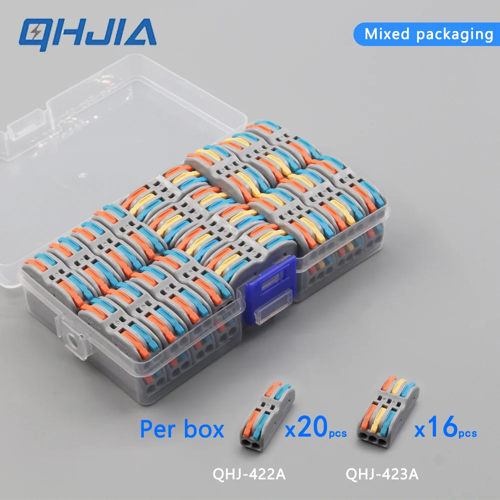 موصل كتلة طرفية دفع 32 أمبير 250 فولت مع صندوق توصيل، تيار عالي، توصيل سريع مقاوم للحريق، تركيب سهل للدفع