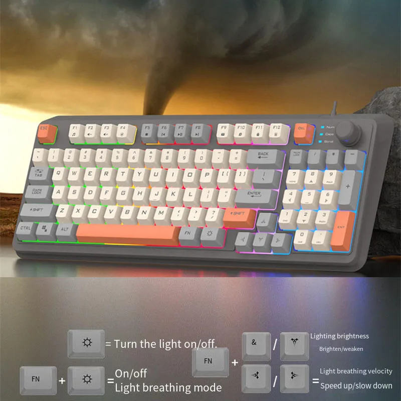 94 Keys Desktop Computer Accessories NEW Keyboards K820 Game Wired Mouse Set Three Colored Luminous Gaming Mechanical Keyboard