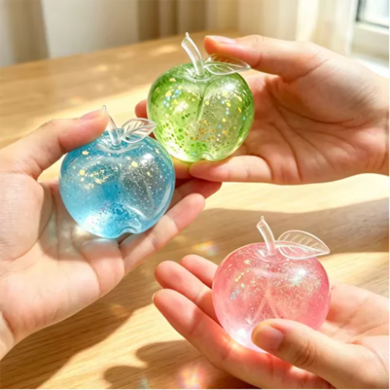 Cute Apple Squishy Squeeze Toy Soft Stress Anxiety Relief Fidget Sensory Toy Portable Desk Decor for Kids Adults Party Favors