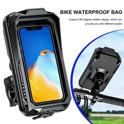 Motorcycle Phone Holder Touch Screen 360° Rotation Moto Motorbike Handlebar Mobile Stand Support Waterproof Cellphone Bag