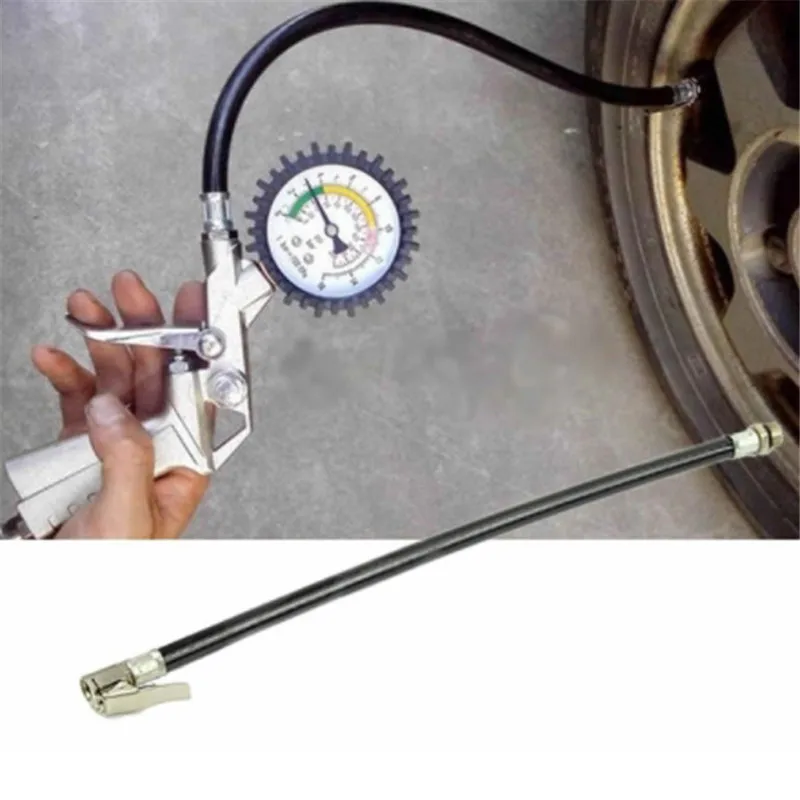 37cm Car Air Hose Tire Inflator Self-Locking Air Chuck Tire Valve Fine Thread Hose Lock On Clip Auto Tire Fast Inflator Adapter