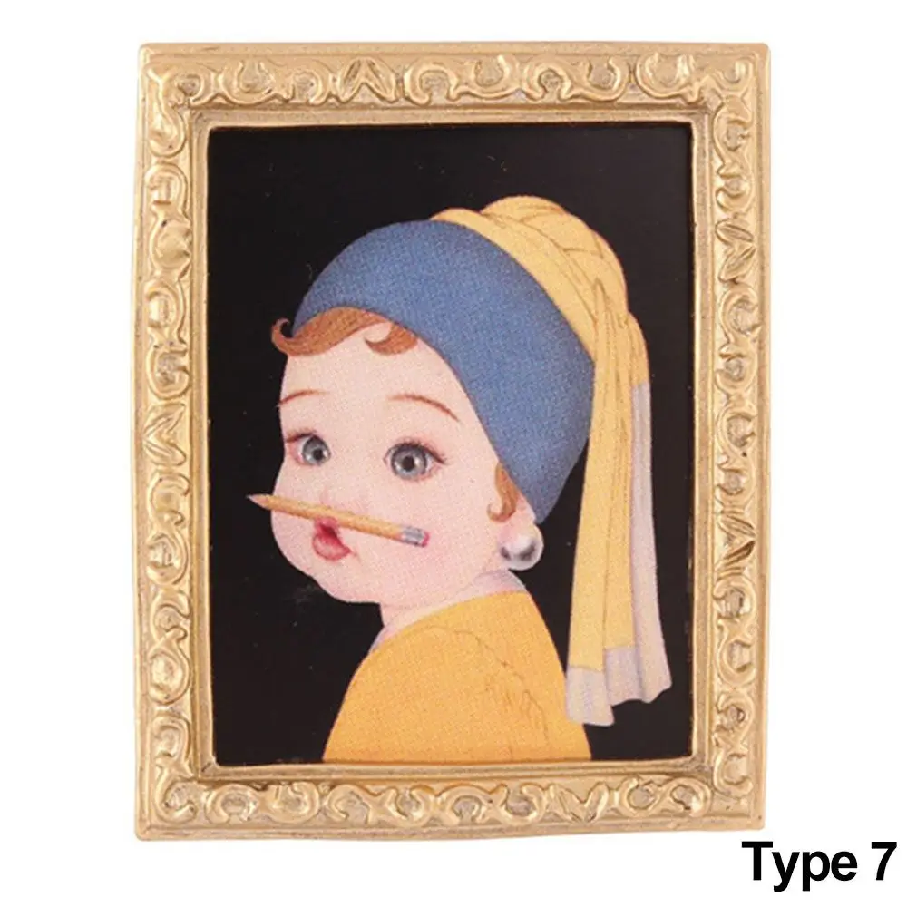 

1:12 Scale Retro Frame Scene Model Dollhouse Oil Painting Dolls Accessories Miniature Pictures Wall Mural