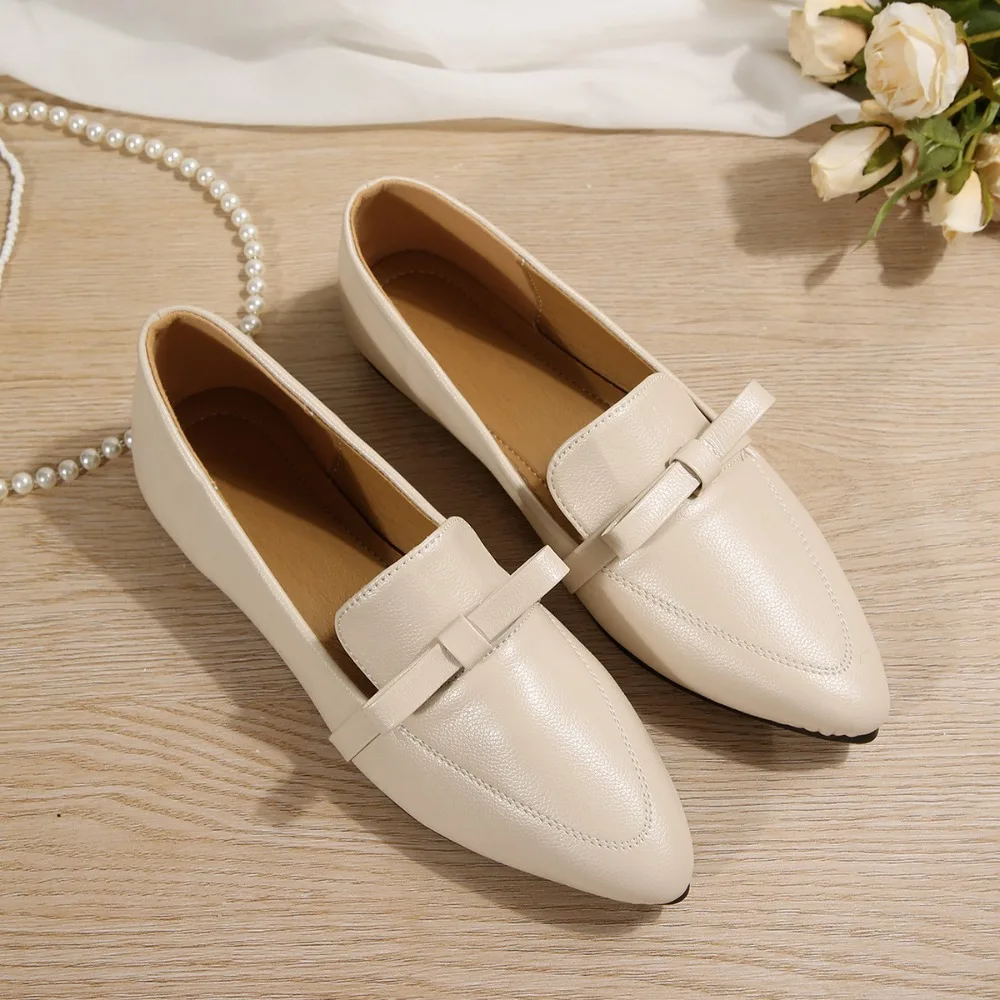 

2025 г., модная обувь на низком каблуке, осенние новые простые однослойные туфли, женские туфли на плоской подошве, универсальные туфли с острым носком