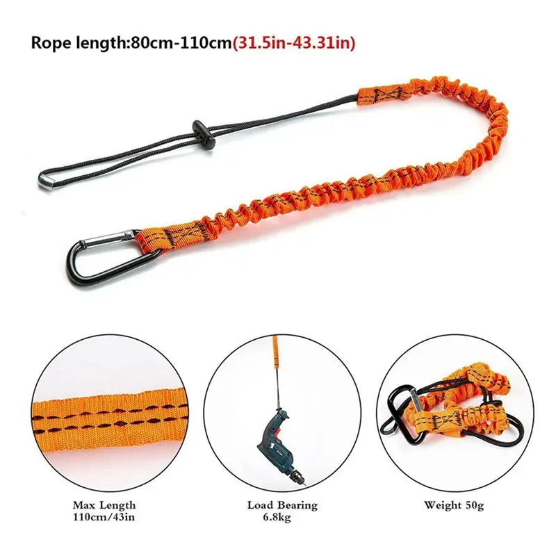 AT21-Tool Lanyard,30 Pcs Safety Lanyard With Carabiner,Shock Absorbing Safety Lanyard Adjustable Safety Lanyard