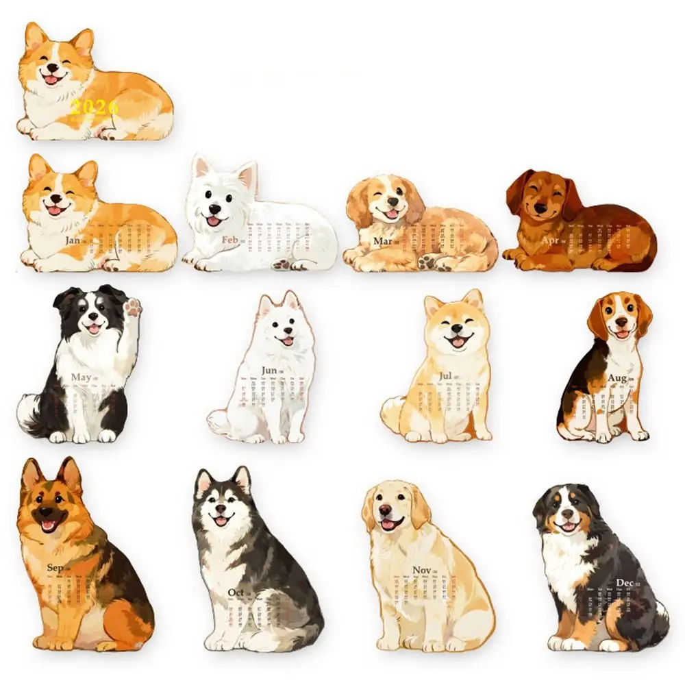 

Cute Cat Dog 2026 Desk Calendar 365 Days Daily Scheduler Table Planner Pet Illustration Desktop Decoration Standing Calendar
