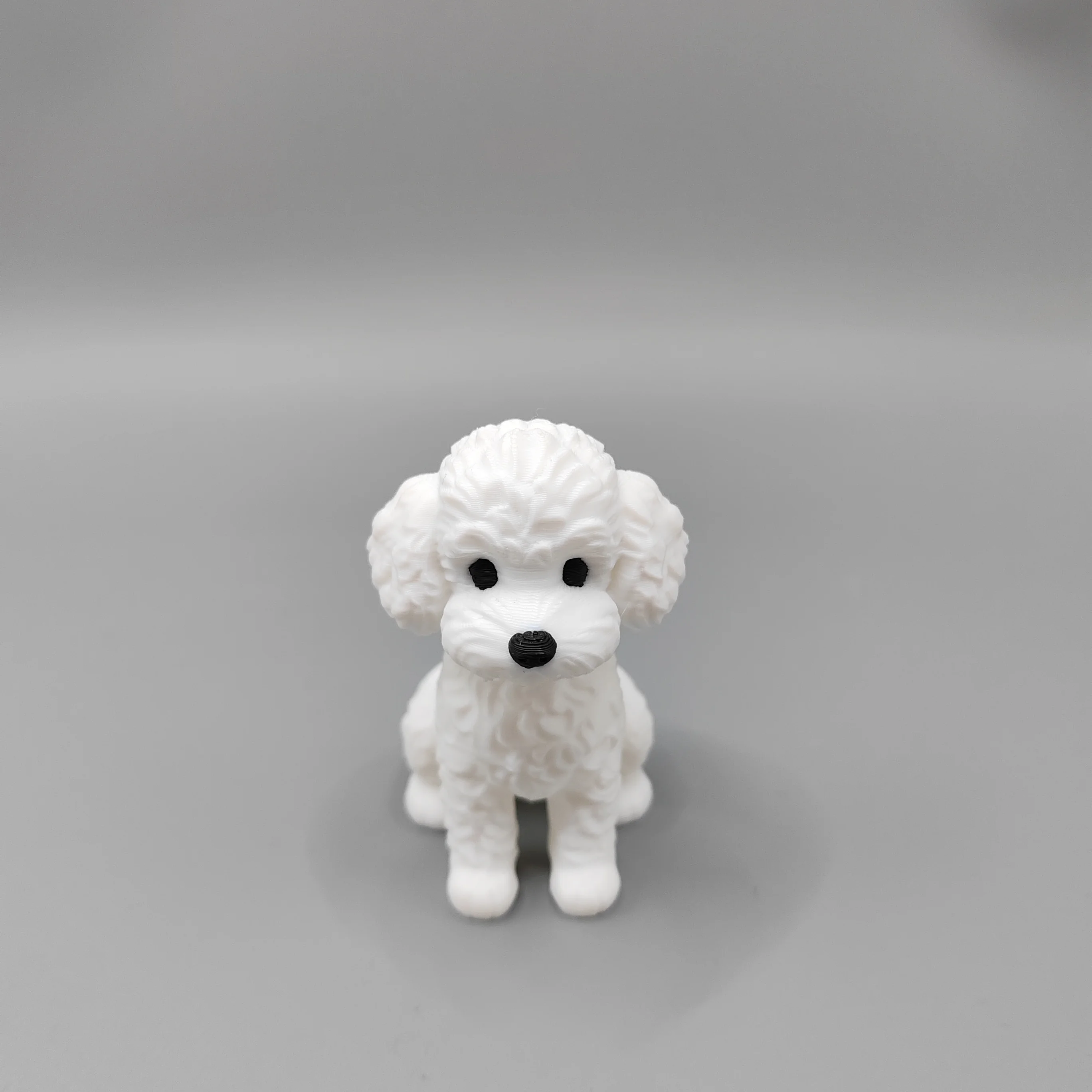 Figura de Perro de Peluche Rizado Impresa en 3D, Mini Bichón Frisé, Adorno Decorativo para Escritorio