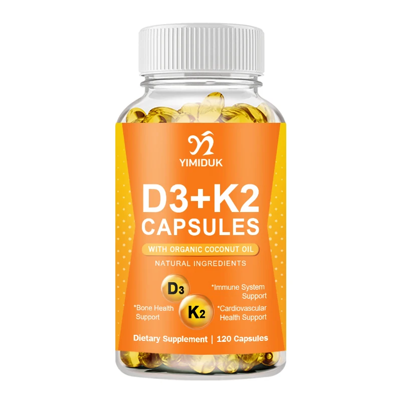 

Vitamin D3 + K2 Capsules, Regulate Calcium Metabolism Prevent Fractures Promote Bone Health Heart& Immunity System Support