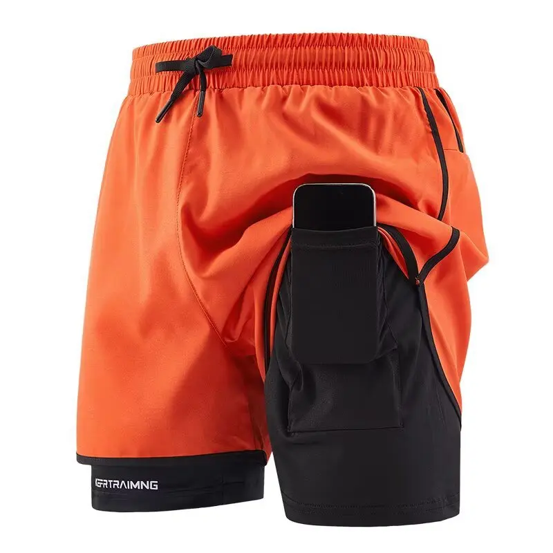 Sports shorts for running, loose and anti-exposure three-quarter pants, double-layer quick-drying workwear casual pants