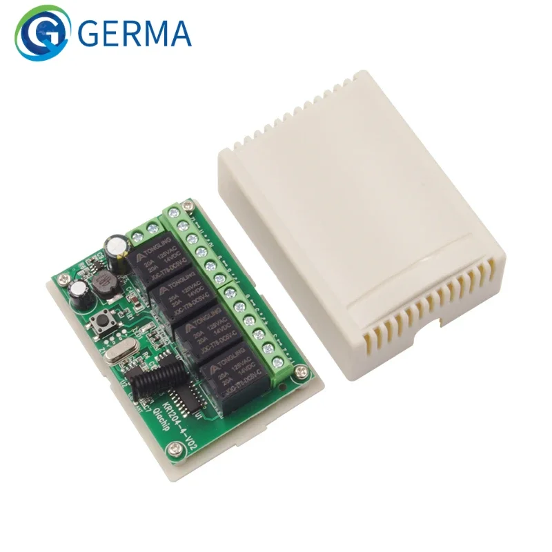 受信機とリモート制御,GERMA-RF送信機,ワイヤレス,4チャンネルリレーモジュール,ev1527 dc,12v,24v,10a,433mhz