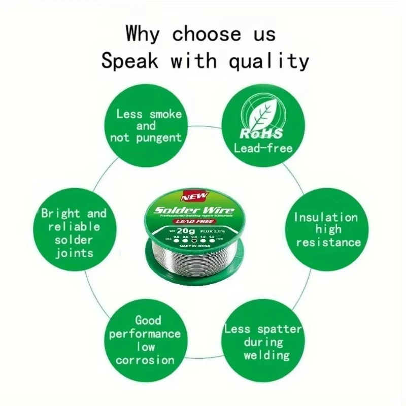 20 جرام لحام عالي الجودة خالي من الرصاص مع سلك لحام أساسي من الصنوبري، تدفق عالي النقاء SN99.3CU0.7، مناسب لمواد اللحام المعدني #3